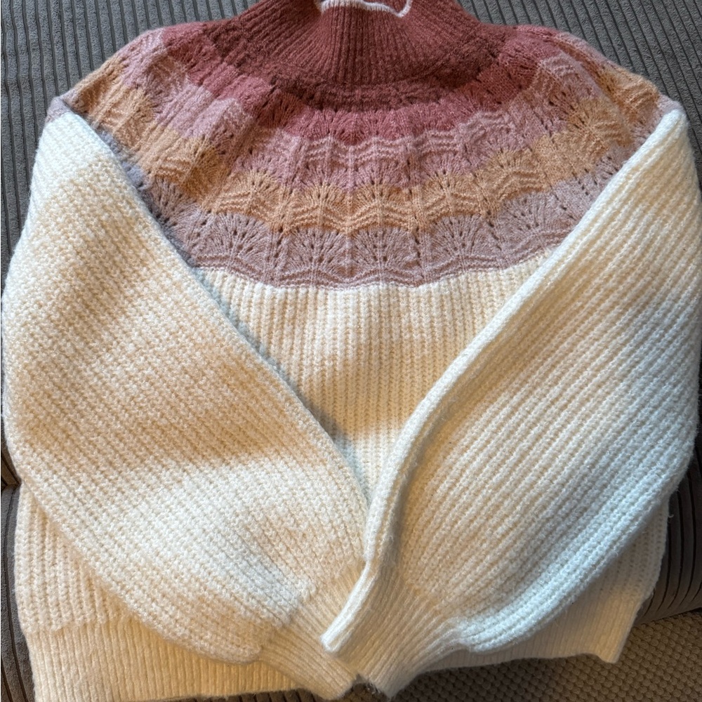 Maurices Cream and Brown Turtleneck Sweater